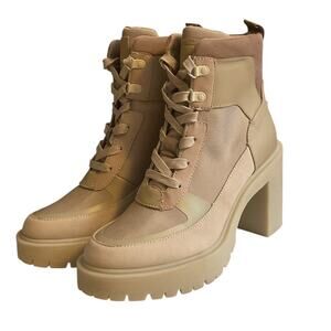 Dolce Vita Womens 9.5 M Tan Boots Collin Dune Heels Rubber Sole Chunky Sustain